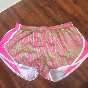 Pink and green zebra Soffe shorts